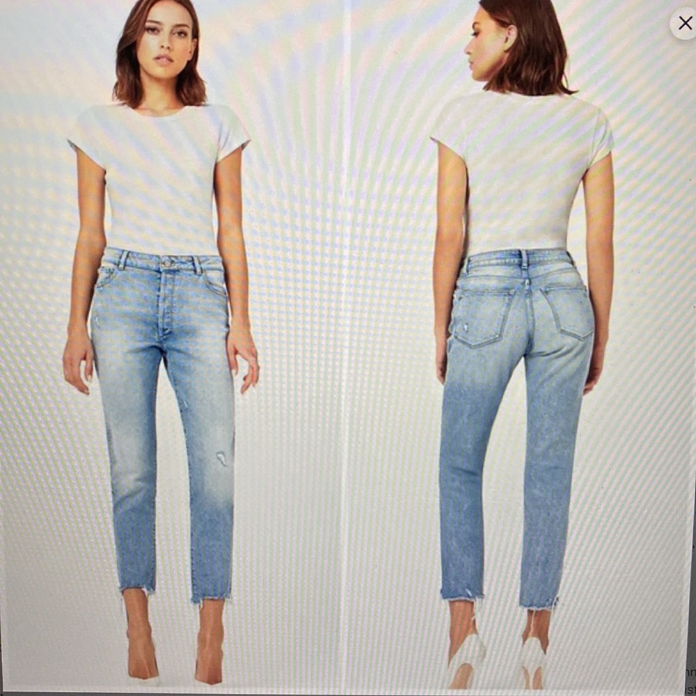 DL1961 Bella Vintage Slim Cropped Super Bleach Raw Hem Denim Jeans Size 28